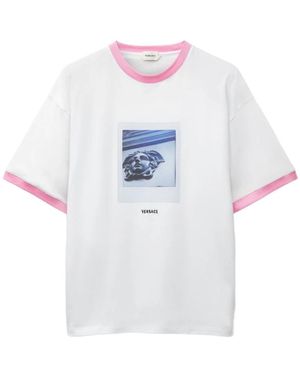 Versace Tops ,Wit ,Nylon Zijde-Nylon Blend T-Shirt