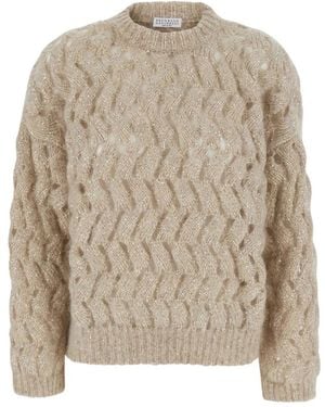 Brunello Cucinelli Trui Met Ronde Hals - Naturel