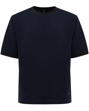 dunhill Blaues Piqué Baumwoll T-Shirt - Schwarz