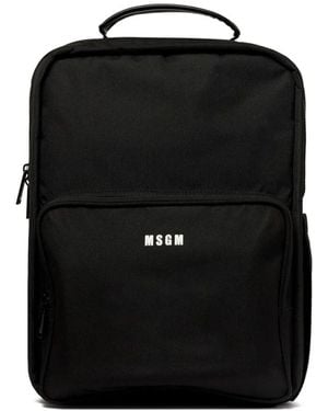 MSGM Schwarzer Logo-Applikationsrucksack