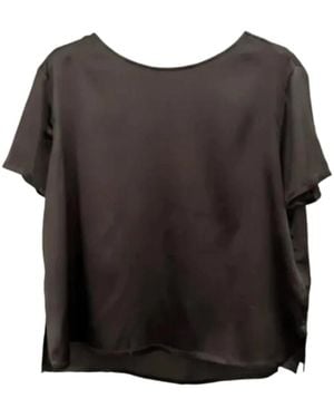 Roberto Collina Woven Ss Roundneck - Zwart