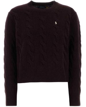 Polo Ralph Lauren Pullover Aus Wolle Und Kaschmir Mit Zopfmuster - Schwarz