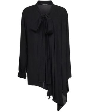 Balenciaga Silk Shirt With Bow - Black