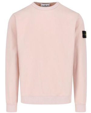 Stone Island Hoodies & Sweatvesten ,Roze ,Katoen Cotton Fleece Crewneck Sweatshirt