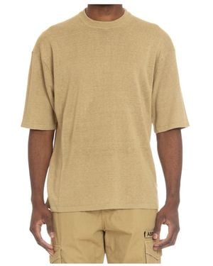 Roberto Collina Tops ,Linnen T-Shirt Van Puur Linnen, Oversized Pasvorm - Naturel
