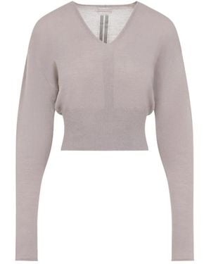 Rick Owens Truien & Vesten ,Roze ,Wol V Cropped Top - Grijs