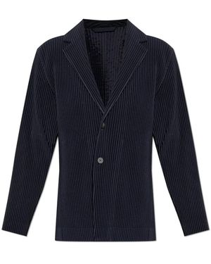 Issey Miyake Jassen ,Blauw ,Polyester Pleated Blazer