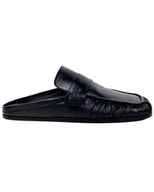 Jil Sander Mules Mit Knitter-Detail Aus Leder - Blau