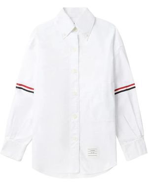 Thom Browne Overhemden ,Wit ,Katoen Rwb Streep-Trim Katoenen Overhemd