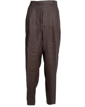 Gabriele Pasini Broeken ,Bruin ,Leer Doppia Pences Broek - Grijs