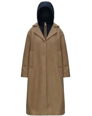 K-Way Single-Breasted Coats - Marrón