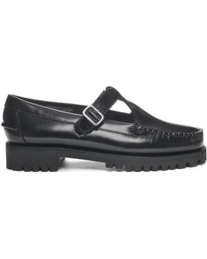 Sebago Zapatos Planos Negros Georgina Lug, Mujer, Talla