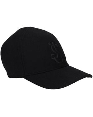Jil Sander Logo-Bestickte Kaschmir-Kappe - Schwarz