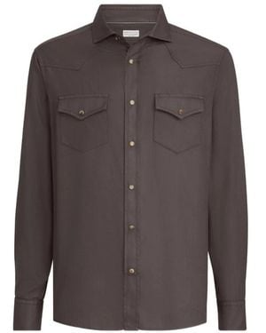 Brunello Cucinelli Garment-Dyed Western Shirt - Bruin