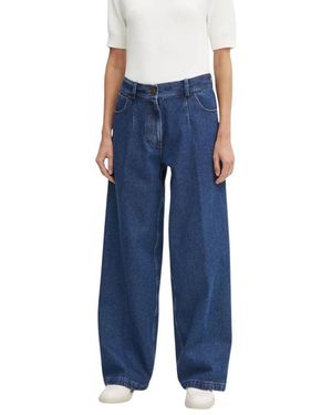 forte_forte Jeans ,Blauw ,Katoen Jeans Met Plooien