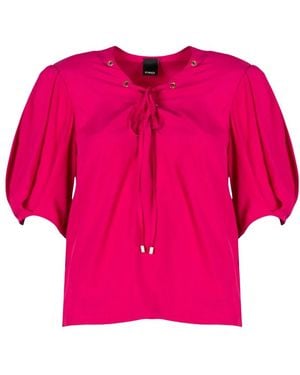 Pinko V-Hals Strikblouse - Roze
