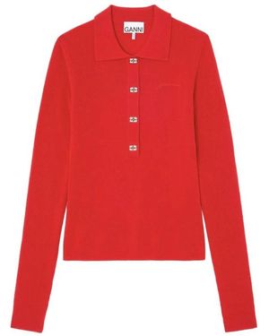 Ganni Round-Neck Knitwear - Rouge