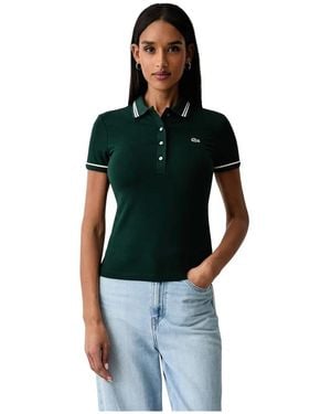 Lacoste Tops ,Groen ,Katoen.12.D Slim Fit Trim Detail Polo - Zwart