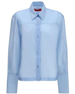Thelatest Overhemden ,Blauw ,Wol Codie Lichtgewicht Mousseline Shirt