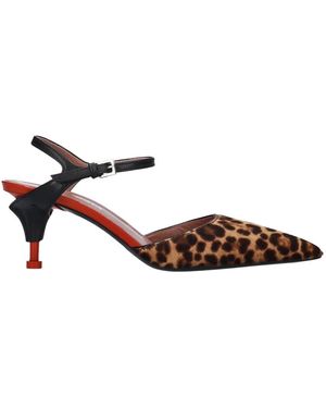 Premiata Schoenen ,Bruin ,Leer Mules Animalier Met Zwarte Riem