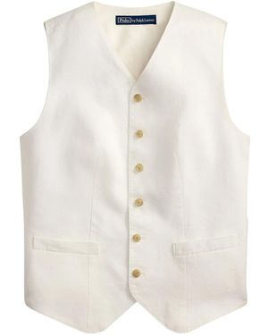 Ralph Lauren Jassen ,Wit ,Linnen Knopen Linnen Gilet