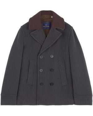 Paul & Shark Jassen ,Bruin ,Wol Peacoat Met Geribde Kraag - Grijs