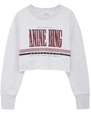 Anine Bing Hoodies & Sweatvesten ,Grijs ,Katoen Harvey Sweatshirt - Wit