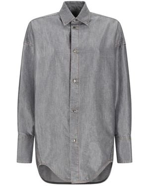 DARKPARK Lurex Denim Oversize Hemd - Grau