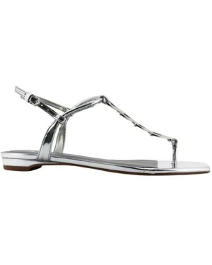 Carrano Schoenen ,Grijs ,Leer Specchio Flat Sandal - Wit