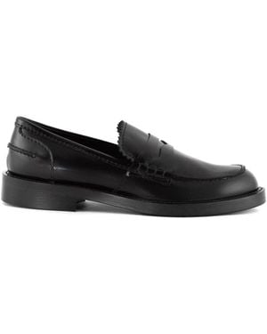 Guglielmo Rotta Zwarte Leren Penny Loafer Schoenen