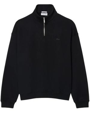 Lacoste Hoodies & Sweatvesten ,Zwart ,Zip-Through Sweater Met Hoge Hals
