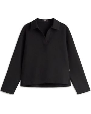 Ecoalf Tops ,Zwart ,Zwarte Polokraag Sweatshirt