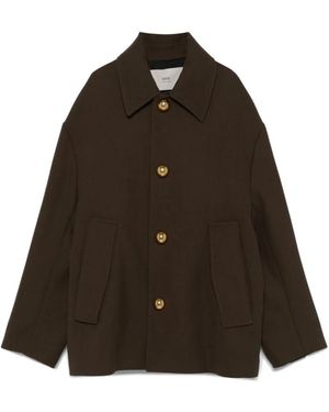 Ami Paris Single-Breasted Coats - Brown