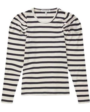 Munthe Gestreiftes-Top Mit Puffärmeln - Weiß
