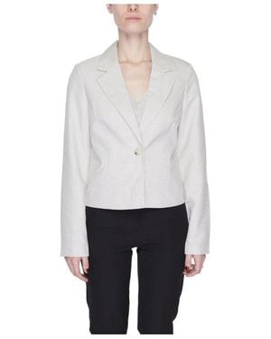 Vero Moda Jassen ,Grijs ,Leer Single-Breasted Cropped Blazer - Wit