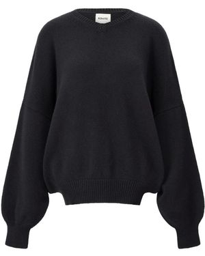 KHAITE Luxe V-Hals Kasjmier Trui - Zwart