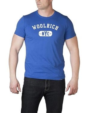 Woolrich Nyc Logo Tee Blau Baumwolle