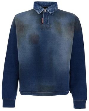 DSquared² Hoodies & Sweatvesten ,Blauw ,Katoen Polo Kraag Sweatshirt