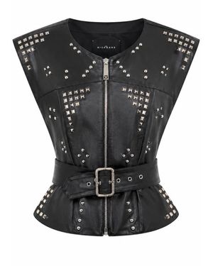 John Richmond Tops ,Zwart ,Top Met Decoratieve Studs En Ceintuur Aan De Voorkant