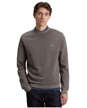 Woolrich Hoodies & Sweatvesten ,Grijs ,Katoen Sweatshirt Met Ronde Hals Van Puur Katoen, Geverfd Met Logo