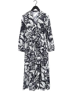 Summum Kleedjes ,Zwart ,Katoen Maxi Jurk Two Tone Flower - Wit