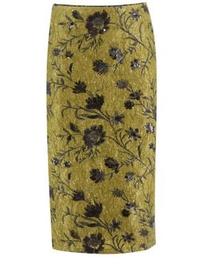 Ermanno Scervino Bloemen Paillet Lange Rok - Groen