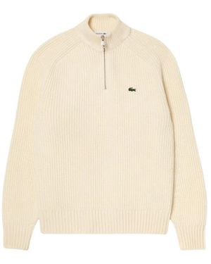 Lacoste V-Neck Knitwear - Naturel