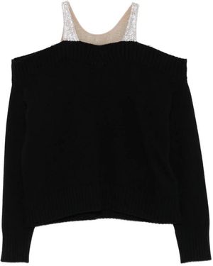 GIUSEPPE DI MORABITO Zwarte Kristal Off-Shoulder Sweater