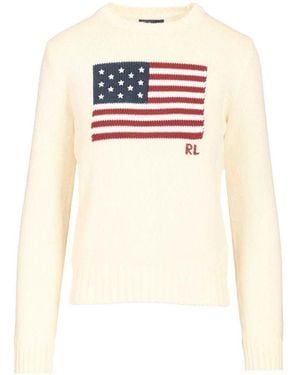 Polo Ralph Lauren Flag Cotton Crewneck Sweater - Wit