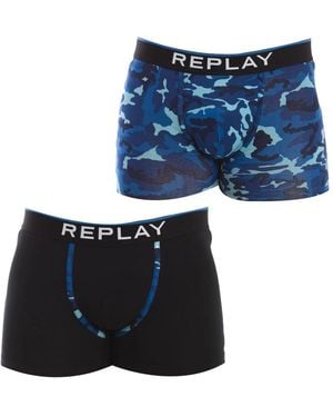 Replay Ondergoed ,Veelkleurig ,Katoen Set Van Twee Boxershorts - Blauw