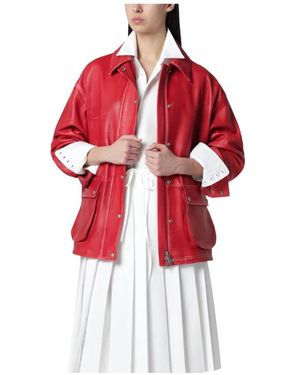 Halfboy Jassen ,Rood ,Leer Parka