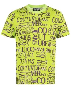 Versace Jeans Couture T-Shirt Met All-Over Print - Geel