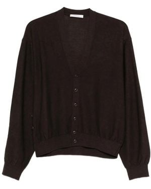 Lemaire Truien & Vesten ,Bruin ,Wol V-Hals Cardigan - Zwart