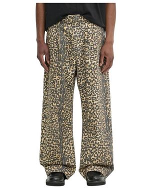 Rhude Leopard Drop-Crotch Wide Hosen - Grau